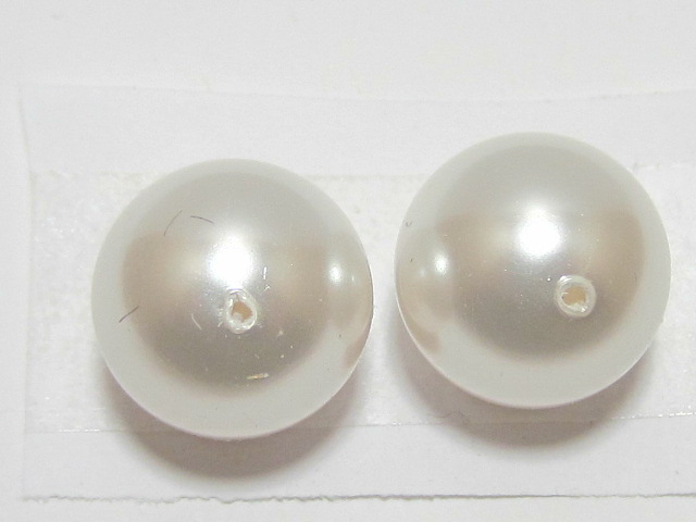 25pcs. 4mm PEARL WHITE ROUND 1/2 DRILLED European Rhinestone